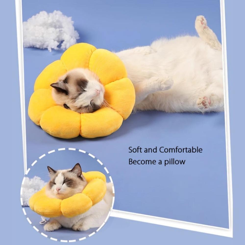 Sunflower Pet Elizabeth Collar, Cute Sunflower Shape Adjustable Recovery Cone, For Cats Dogs Anti-Licking & Biting Protection