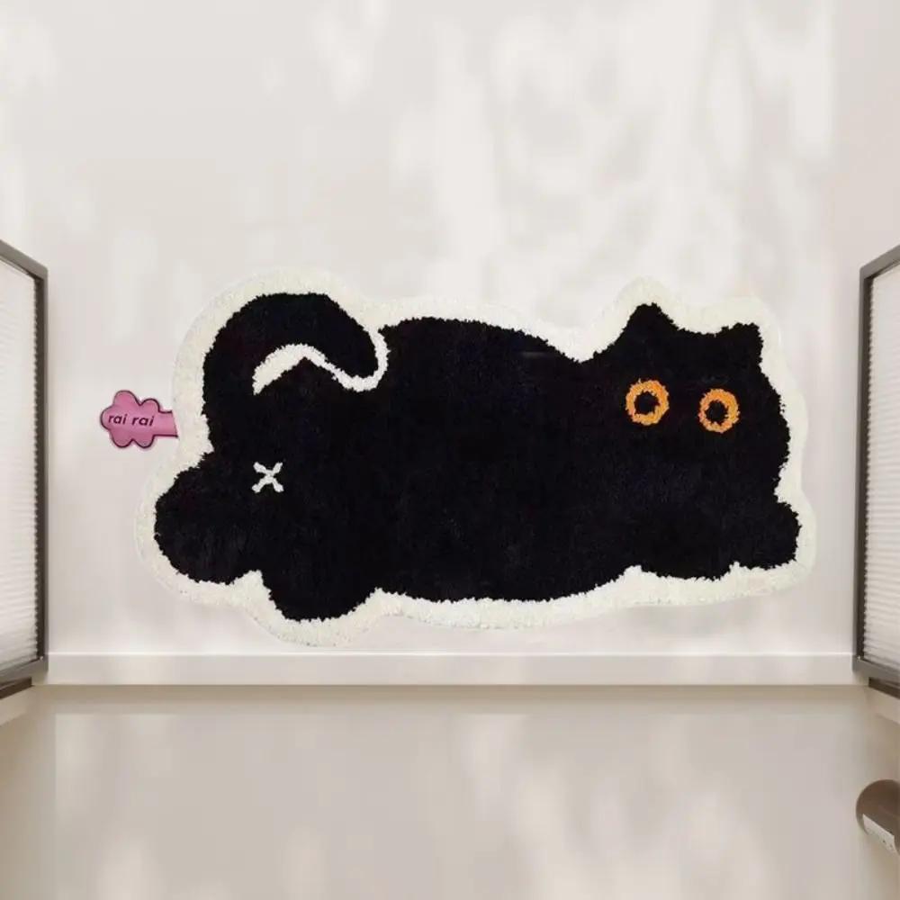 Home Decoration Black Cat Cat Shaped Floor Mat Absorbent Non-Slip Floor Carpet Cute Super Soft Floor Rugs Household