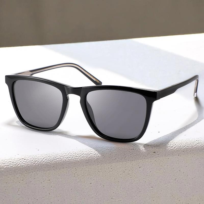 New plate sunglasses women's fashion simple large frame oval versatile light color acetic acid men's polarized sunglasses