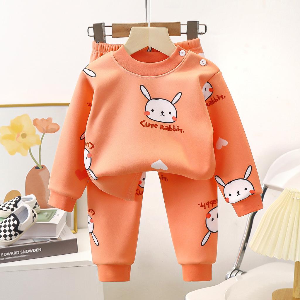 Children's Autumn Clothing Set Baby Pajamas Baby Clothes Boys and Girls Autumn and Winter Cashmere and Thick Home Wear