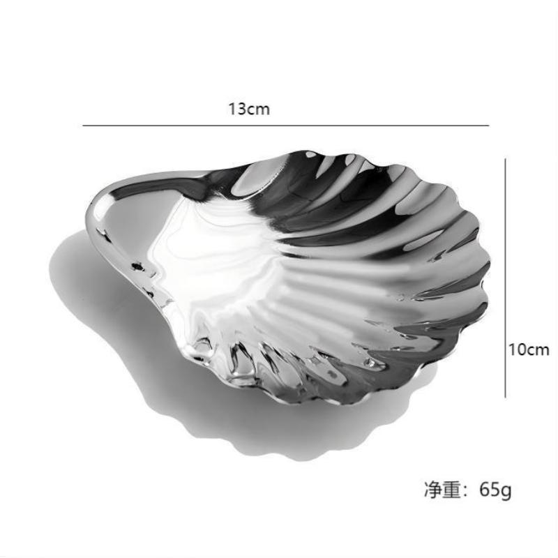 Shell Shaped Stainless Steel Serving Dish Heat Resistant Non-slip Cheese Dessert Plate for Home Kitchen Restaurant Use