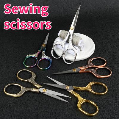 Retro Stainless Steel Sewing Scissors Handmade Cuttings Pointed Tailor Scissors Home Multifunction DIY Sewing Accessories