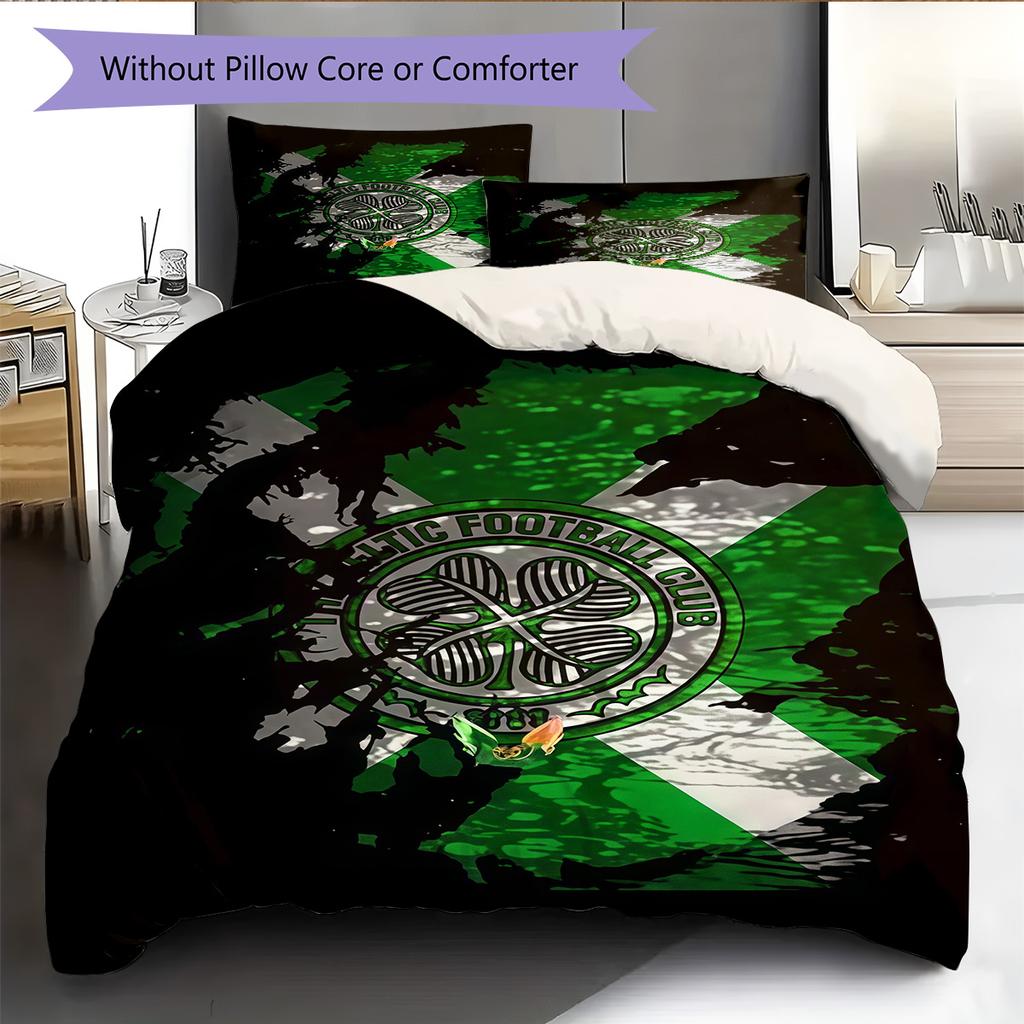 Celtic Football Club Bedding Quilt Set Quilt Cover Pillowcase Home Decoration Birthday Gift (1 * Duvet Cover + 2 * Pillowcase, Without Core)