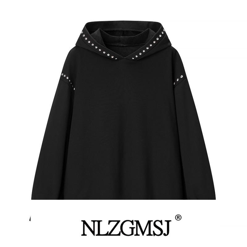 2026 Chic Winter Rivet Hooded Sweatshirt - European & American Style Small