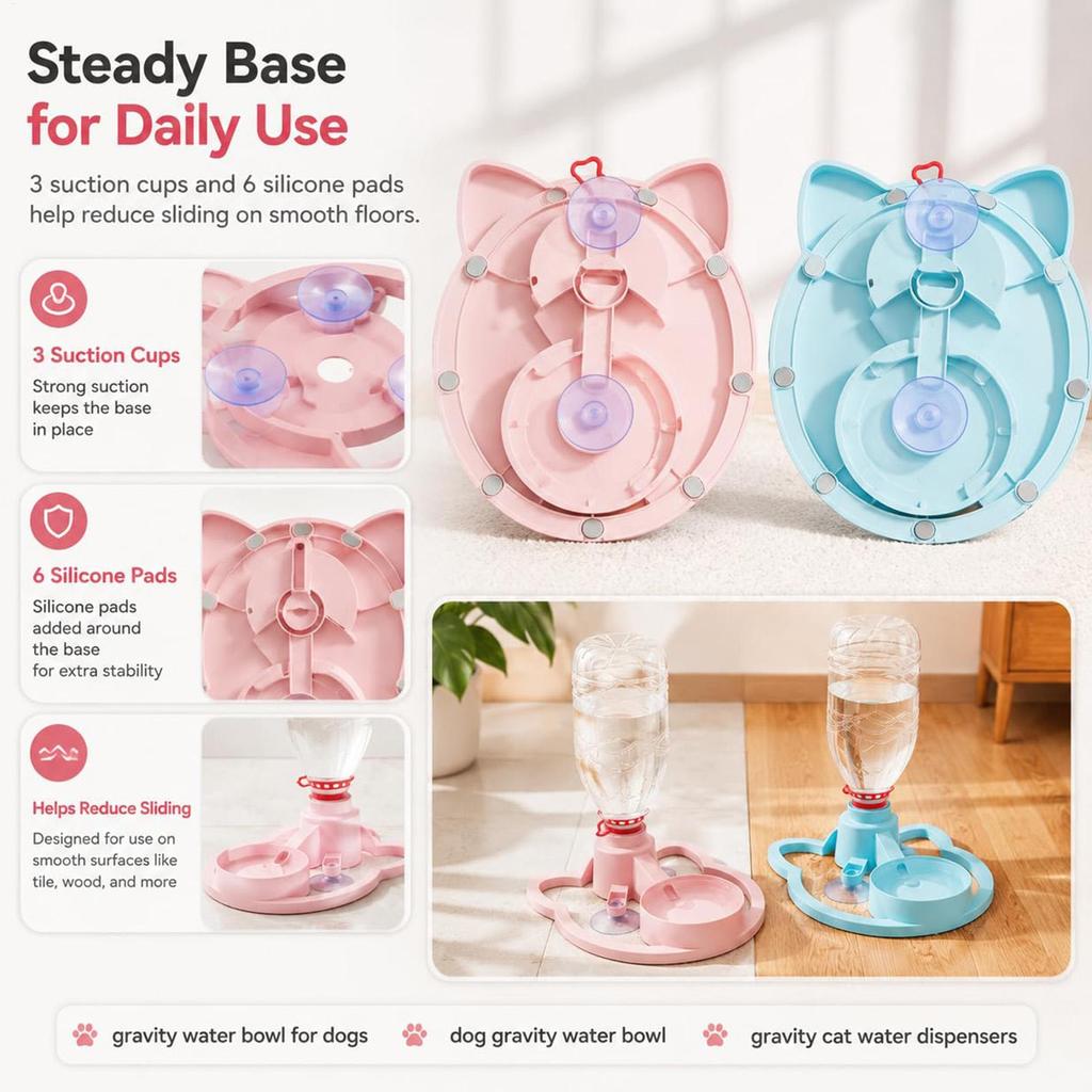 611ml Pet Water Dispenser Automatic Water Renewal Cat Dog Drinking Machine Anti Overturning Splash-proof Pet Water Bowl