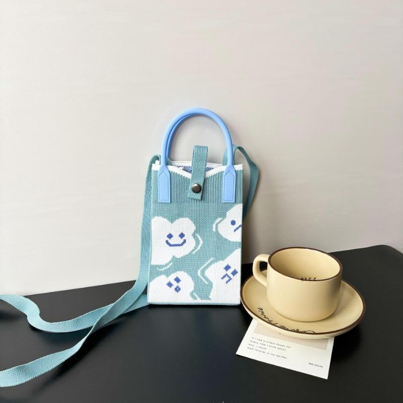 Premium Sense Ns Mobile Phone Bag New Cartoon Knitted Bag Dopamine Niche Versatile Messenger Shoulder Bag Handbag
