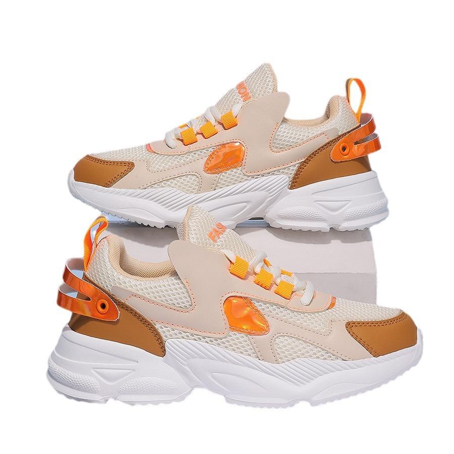 Women's shoes new breathable mesh casual sports mesh shoes women's running heightening little white dad trendy shoes