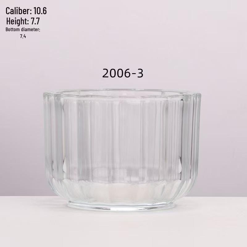 Thickened European Stripe Glass Candle Jar with Arched Bottom