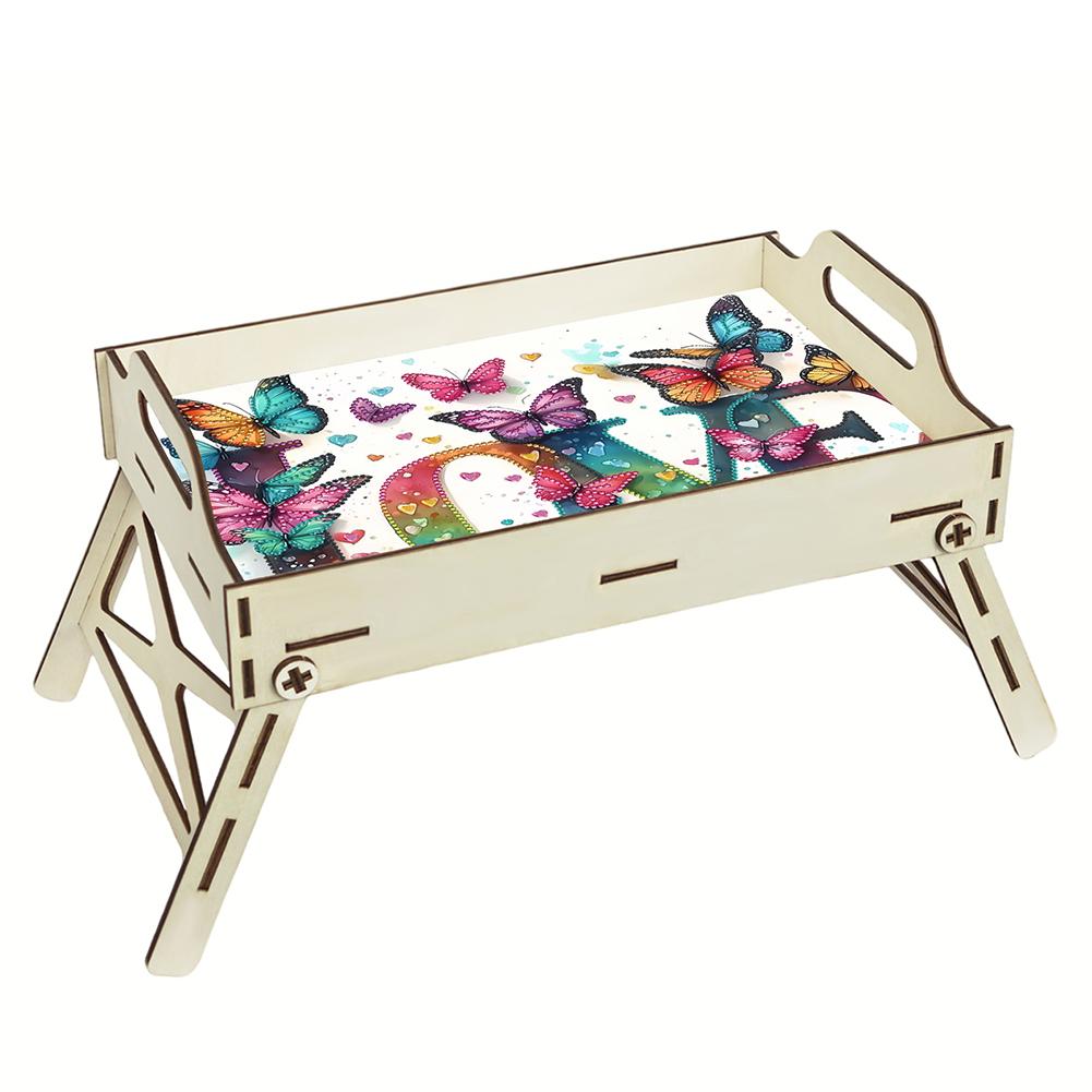 5D DIY Diamond Painting Serving Tray Wooden Diamond Art Tableware Manager Tray Diamond Decorative Serving Tray Home Decor Gift