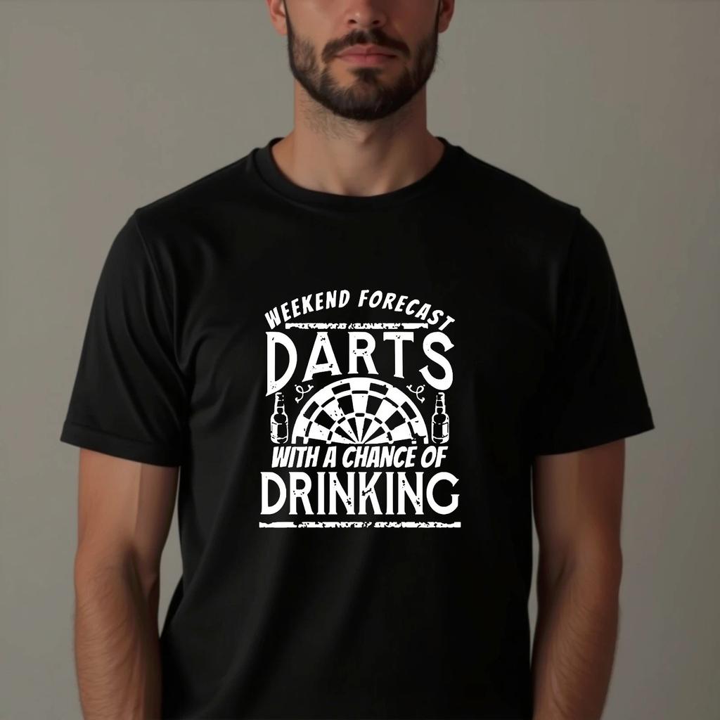 Weekend Forecast Darts With A Chance Of Drinking T-Shirt, Funny Pub Game Beer