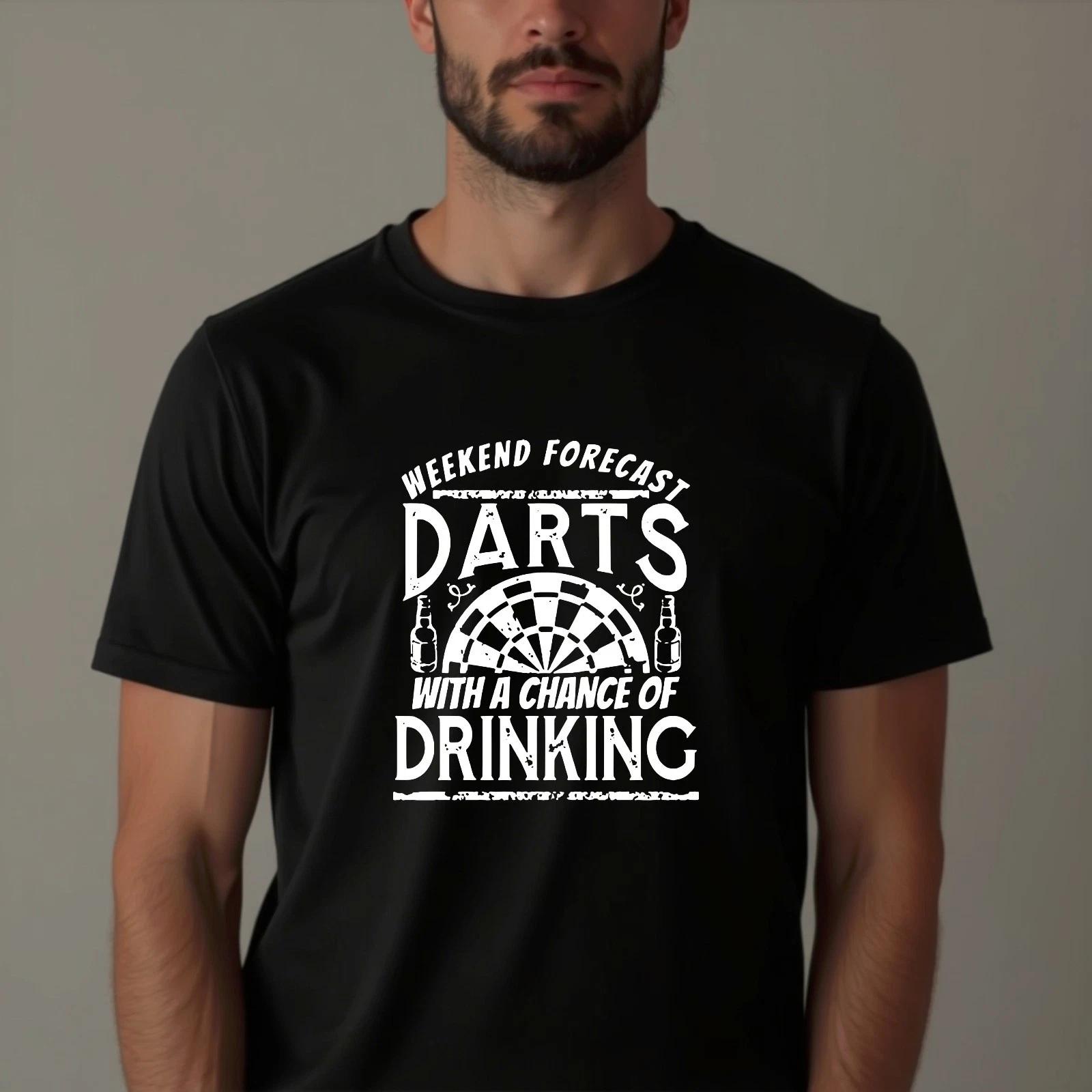Weekend Forecast Darts With A Chance Of Drinking T-Shirt, Funny Pub Game Beer L