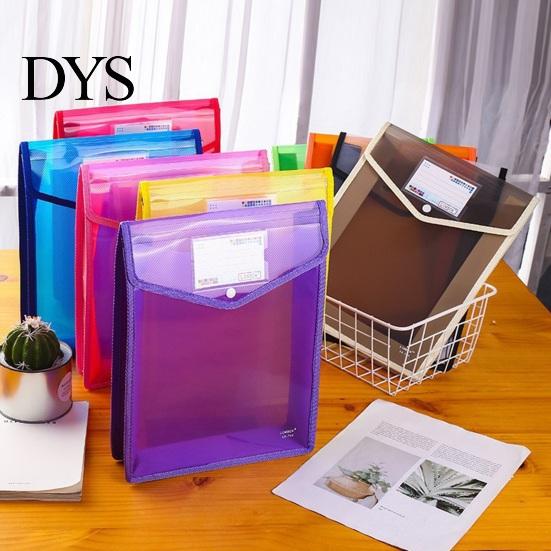 Office File Organizer Transparent Folder, with Snap Closure, Waterproof A4 A5 Document Bag, Closure Case Large Capacity Colorful PP Envelope