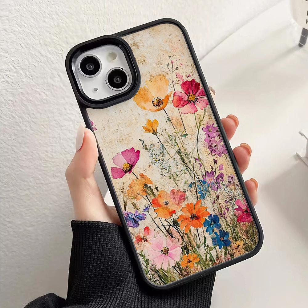 Oil Painting Flowers Phone Case for IPhone 17 Air 16 Pro Max 15 14 13 12 11 Shockproof Back PC Hard Cover