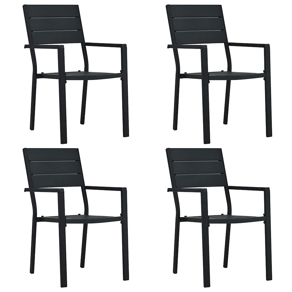 vidaXL Gartenstühle 4 Stk. Schwarz HDPE Holz-Optik