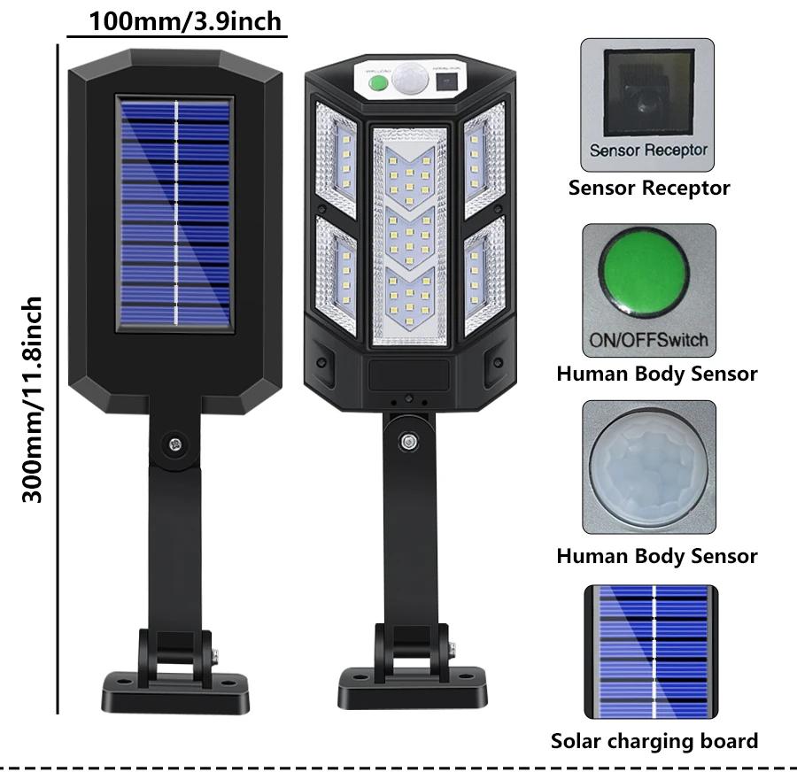 30000LM 10000mAh Solar Led Light Outdoor Powerful Outdoor Solar Lamp Remote Control Waterproof Flood Light Exterior Wall Lamp