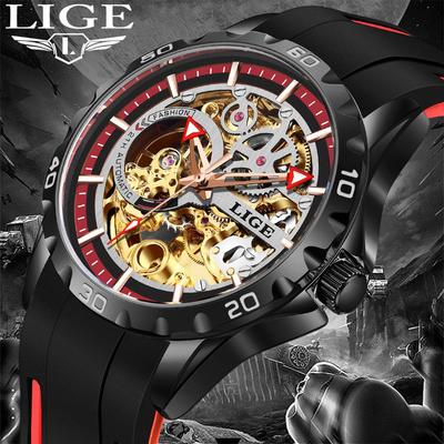 Top nuovissimo orologio meccanico creativo scava fuori design cinturino in silicone orologio meccanico da uomo sportivo per il tempo libero luce notturna orologio da uomo impermeabile