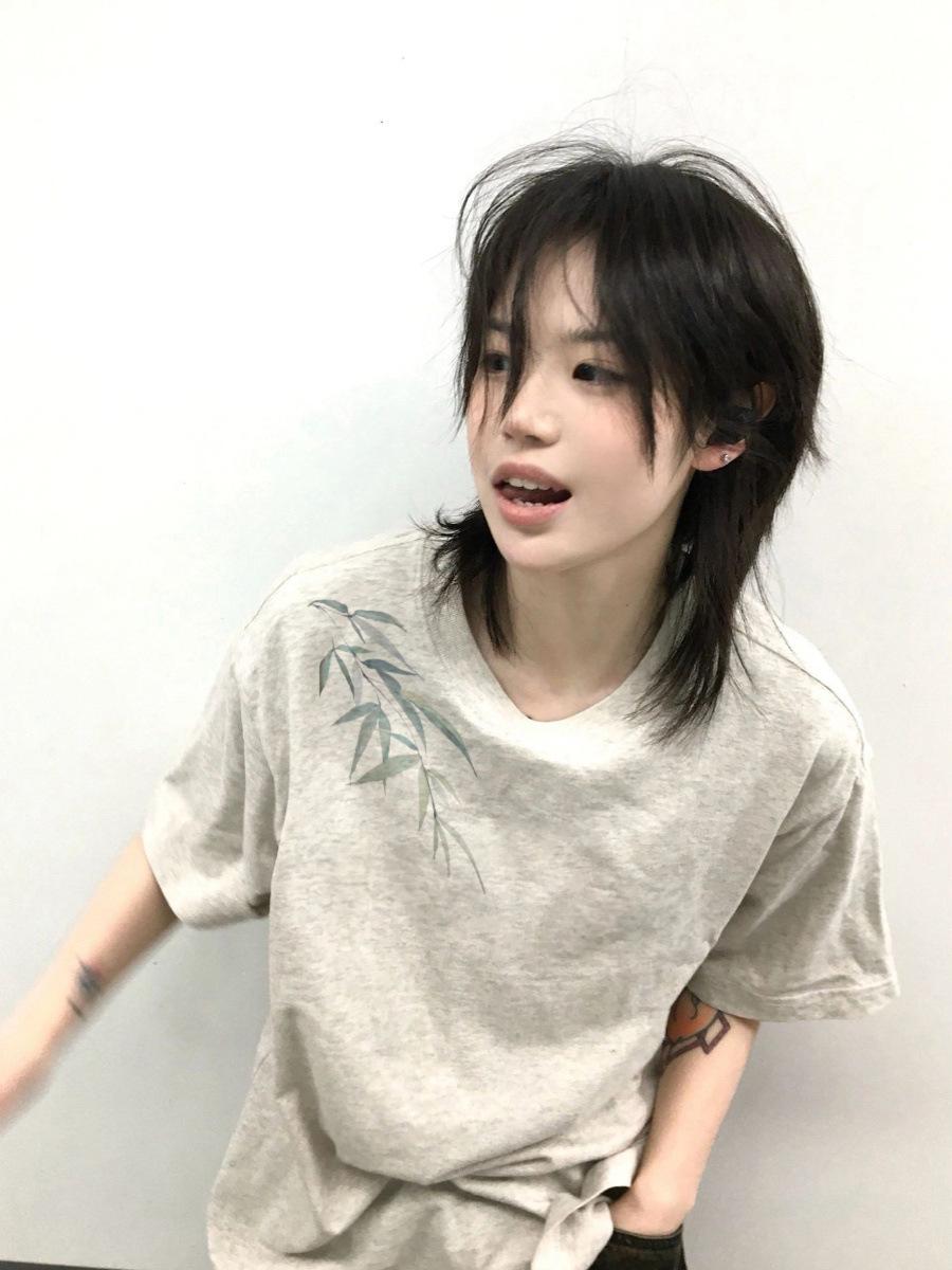 

Женская футболка большого размера из чистого хлопка в китайском стиле с рукавом до локтя 5XL серый/белый