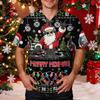 Men's Caregiver Uniform Top with Christmas Print Short Sleeve V-Neck and Pockets