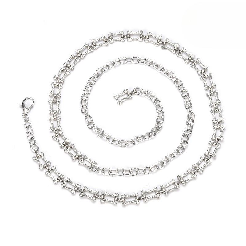 Personalized Decorative Waist Chain for Women Rhinestone Inlaid Thin Metal Belt Dress Waist-hugging Accessories Skirt Chain