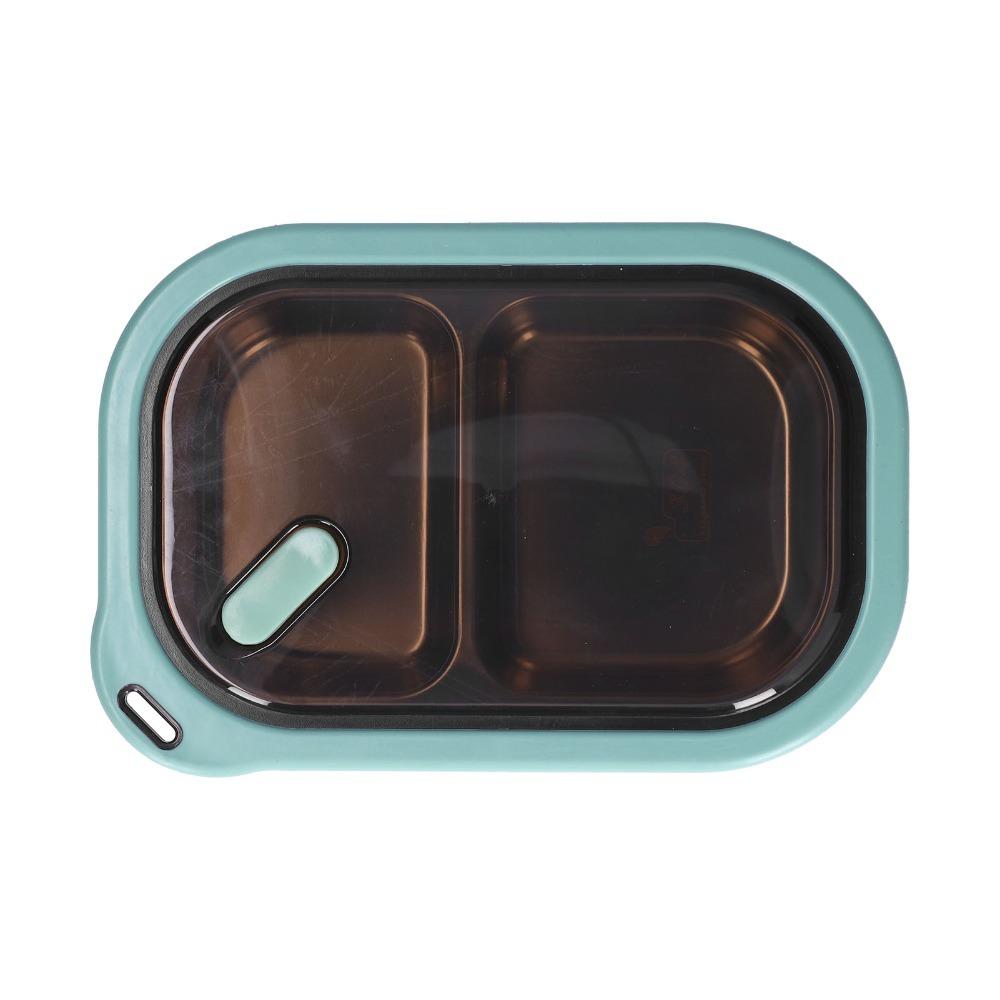 2 Compartment Portable Lunch Box Stainless Steel Double Layer Lunch Container For Office