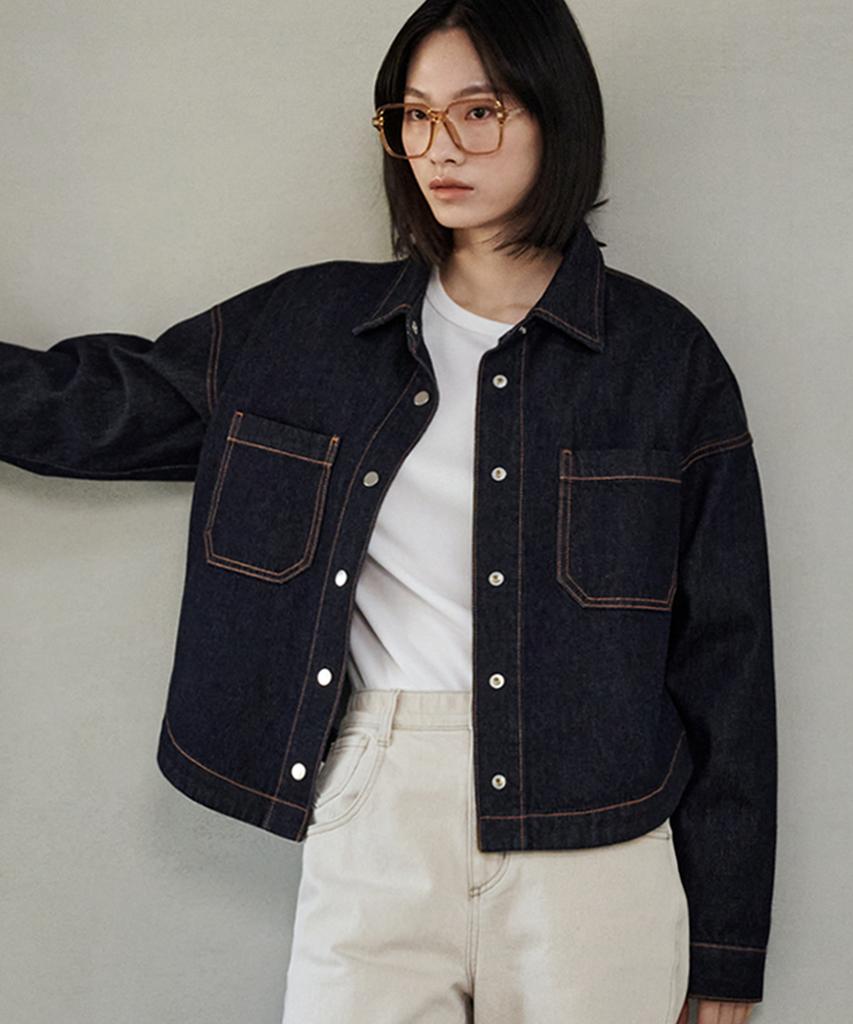 Maloupe 9404 Non-Faded Denim Shacket (Dark Indigo)