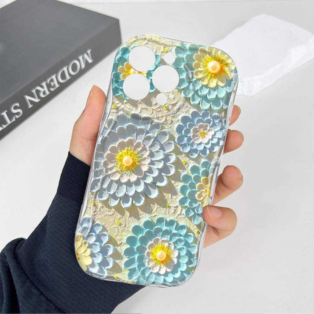 Roztomilý kreslený vzor s krémovou texturou Pouzdro s vlnitým okrajem, měkký silikonový kryt, pouzdro na telefon OPPO Reno Realme