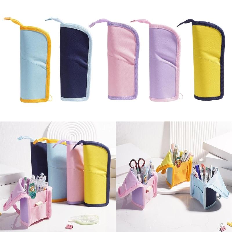 Faltbares Federmäppchen mit Reißverschluss, faltbare Stiftaufbewahrungstasche, Schreibtisch-Stifthalter, Stifttasche mit Griff, Geschenk für Schüler