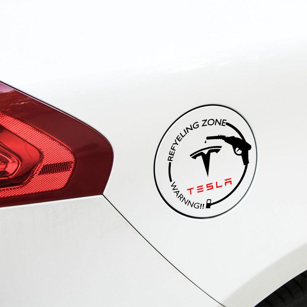 RUNTB1 Car Fuel Tank Cap Decoration Sticker Tesla Model 3 Model S Model X Model Y Roadster Coil Mod WYE K80 Auto Exterior Decals For