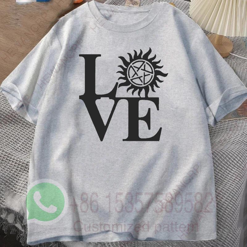 Supernatural Love Mens TShirt Mens Tracksuit Letter Printed Summer Casual Sportswear Round Neck Shortsleeved Cotton Pullover