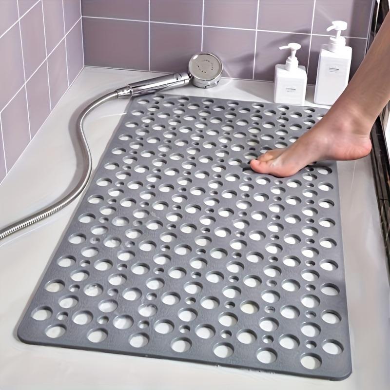 

Non-Slip Bath Mat with Suction Cups, Quick-Dry Shower Floor Mat with Massage Texture, Drain Holes for Bathroom Safety, Anti-Skid светло-серый