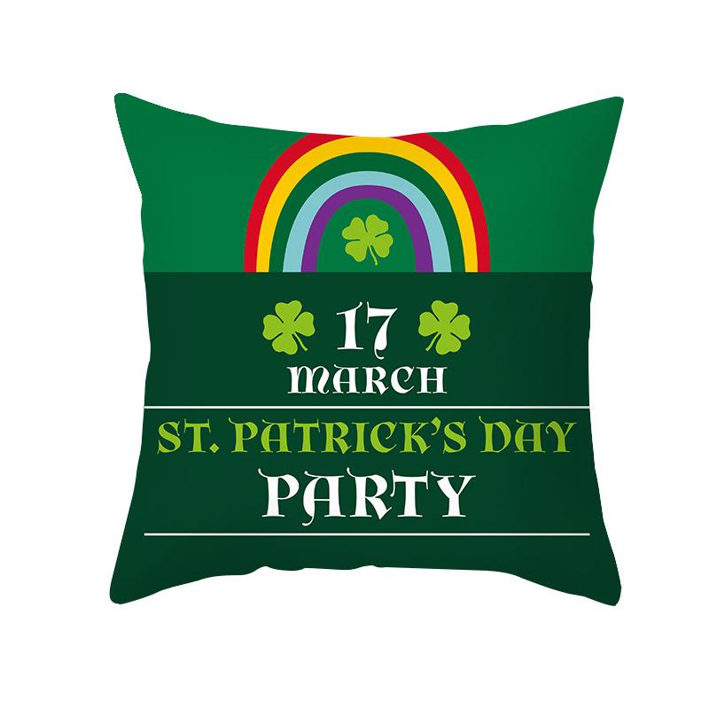 

улица. Подушка на День Святого Патрика Зеленая Мультяшные Буквы Четырехлистный Клевер Наволочка на Подушку для Дивана Подушка на Национальный День 45 * 45Cm (without pillow core)