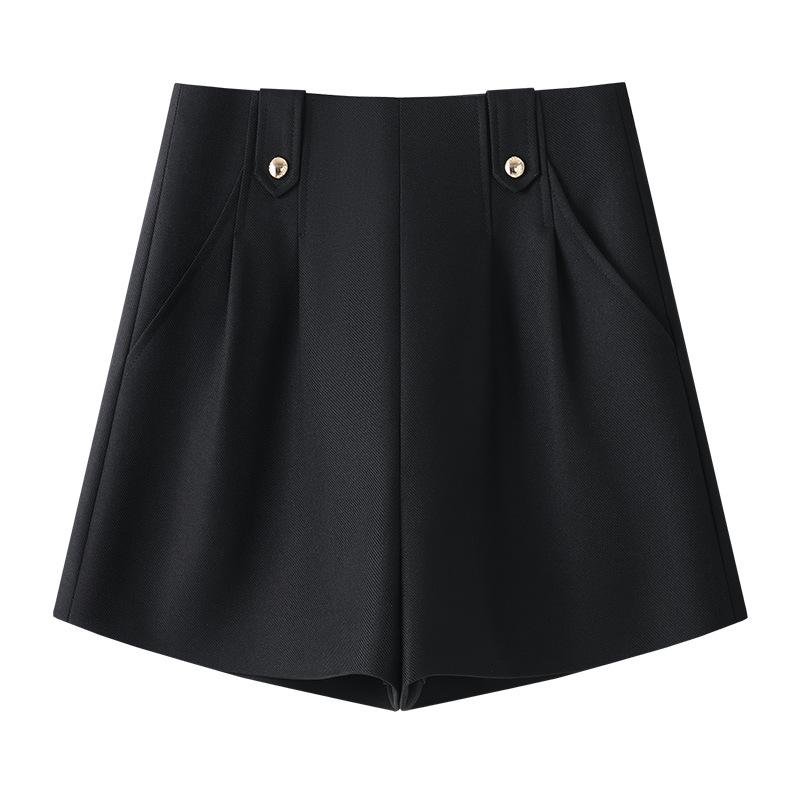 Women's White A-Line Suit Shorts: 2025 Spring Collection, Loose, Wide-Leg, Slimming Casual Four-Point Pants