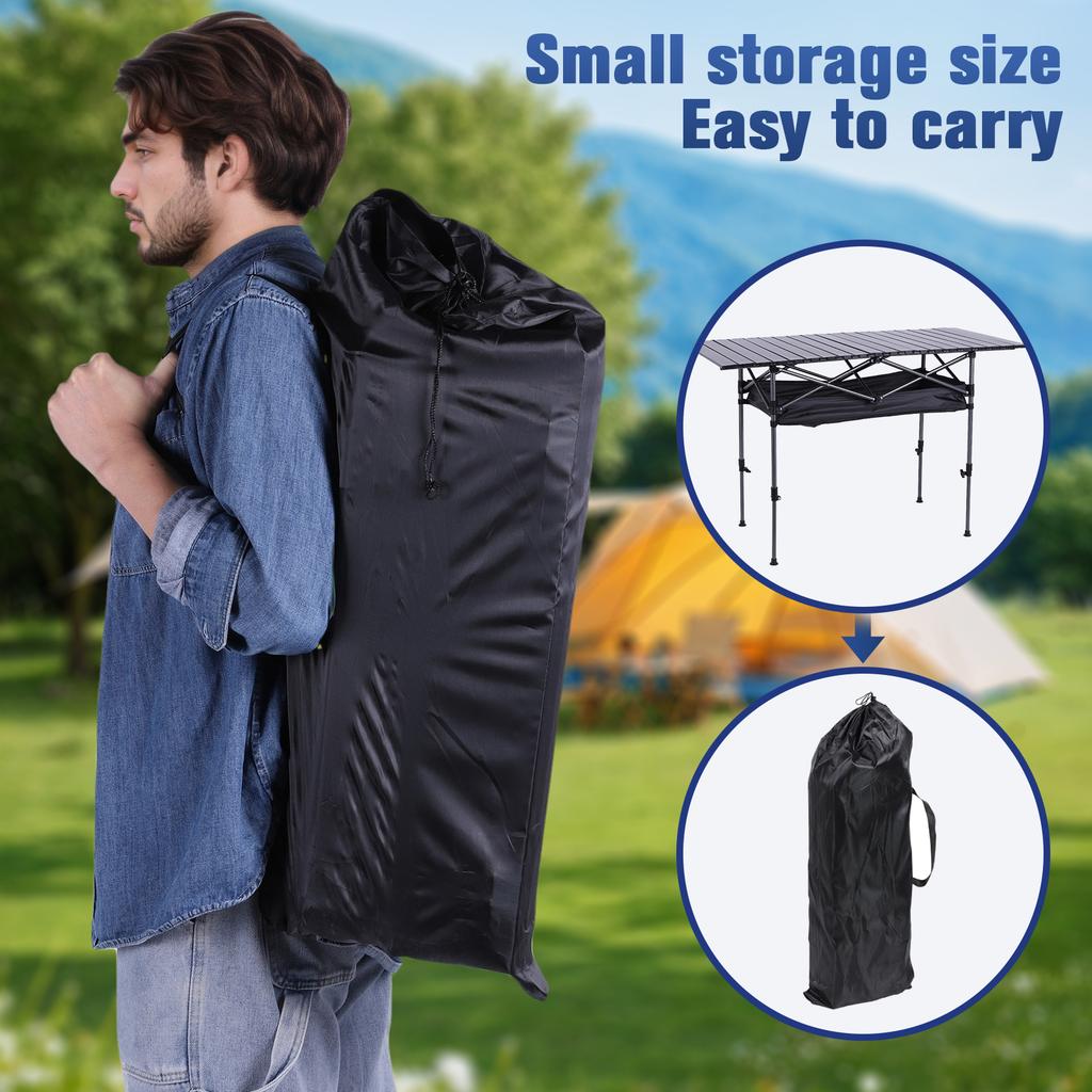 Outdoor Folding Table Lightweight Camping Lifting Table Adjustable Roll-Up Rectangular Table for Picnic Camping Trip Beach BBQ