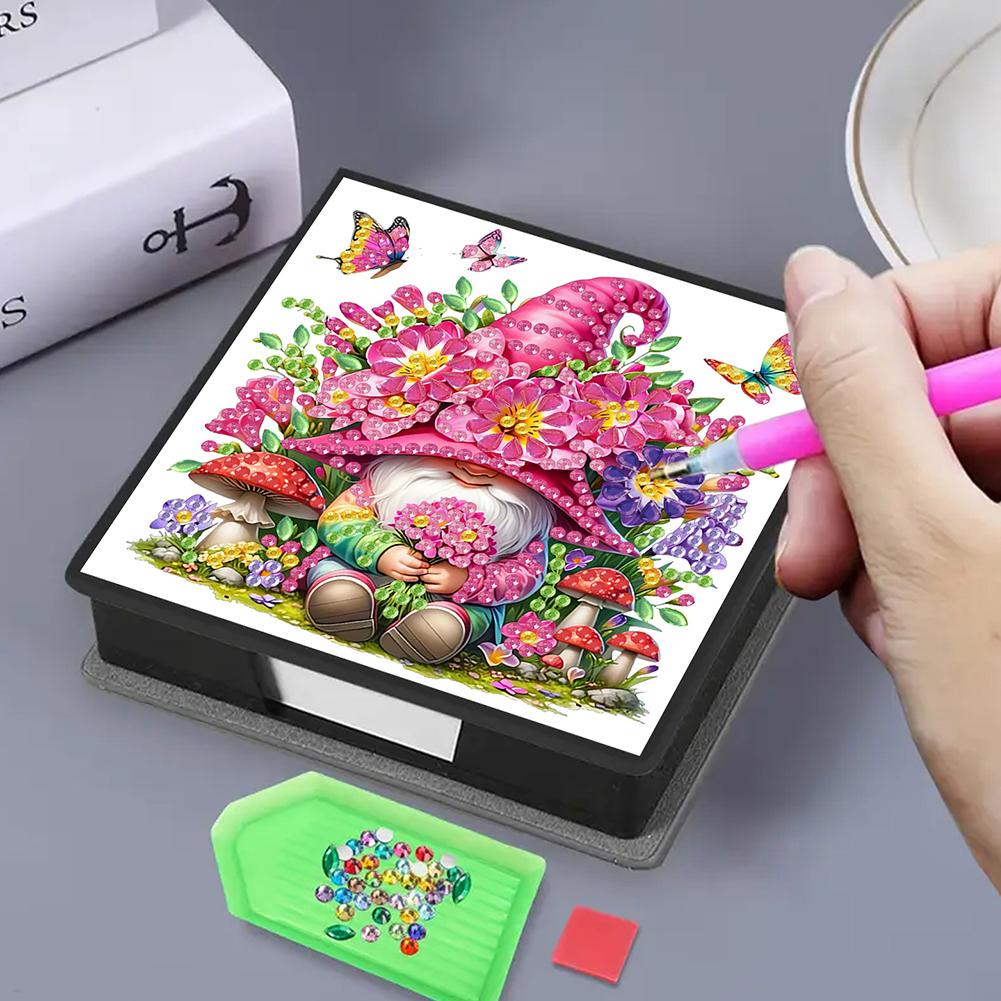 Animals Leather Diamond Painting Notecard Box Gem Art Sticky Note Holder Gem Painting Memo Pad Holder Mosaic Kit for Home Office
