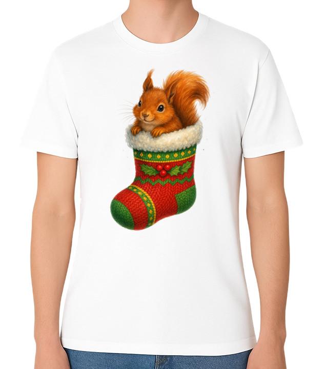 

Squirrel Stocking Unisex T-Shirt Merry Xmas Men Ladies Top Christmas Tee 5XL різнокольоровий
