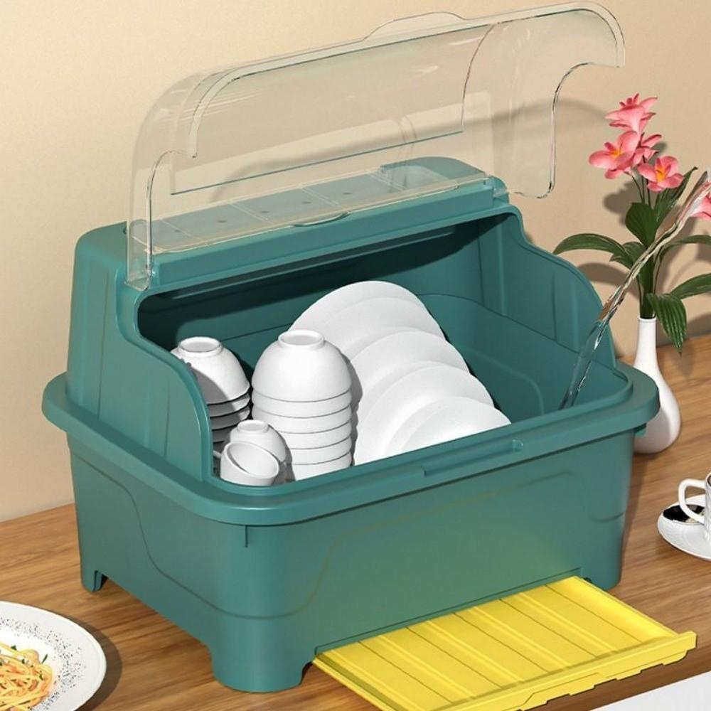 With Lid Dish Drying Rack Sealed Kitchen Storage Rack Storage Shelf Tableware Storage Box  Kitchen
