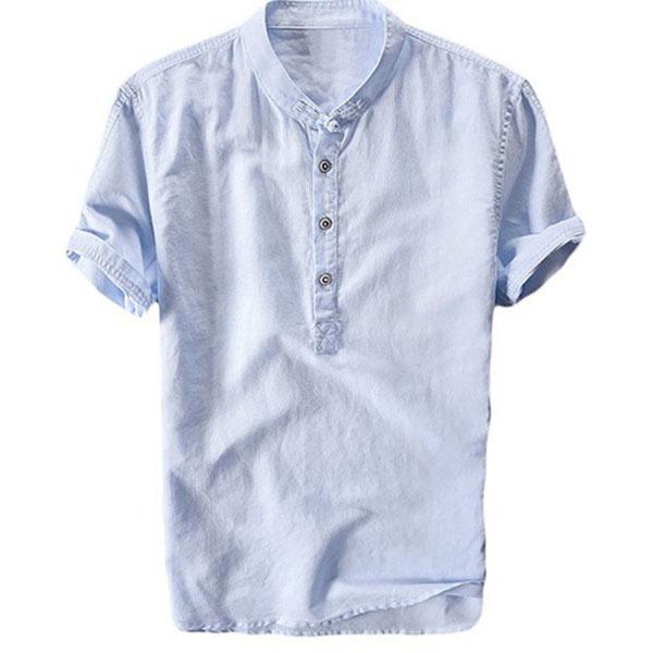 Streetwear Lato Moda Koszula Męska Krótki Rękaw Casual Bawełniana Lniana Koszula Hombre Okrągły Dekolt Projektant Koszulka Rekreacyjna Męska