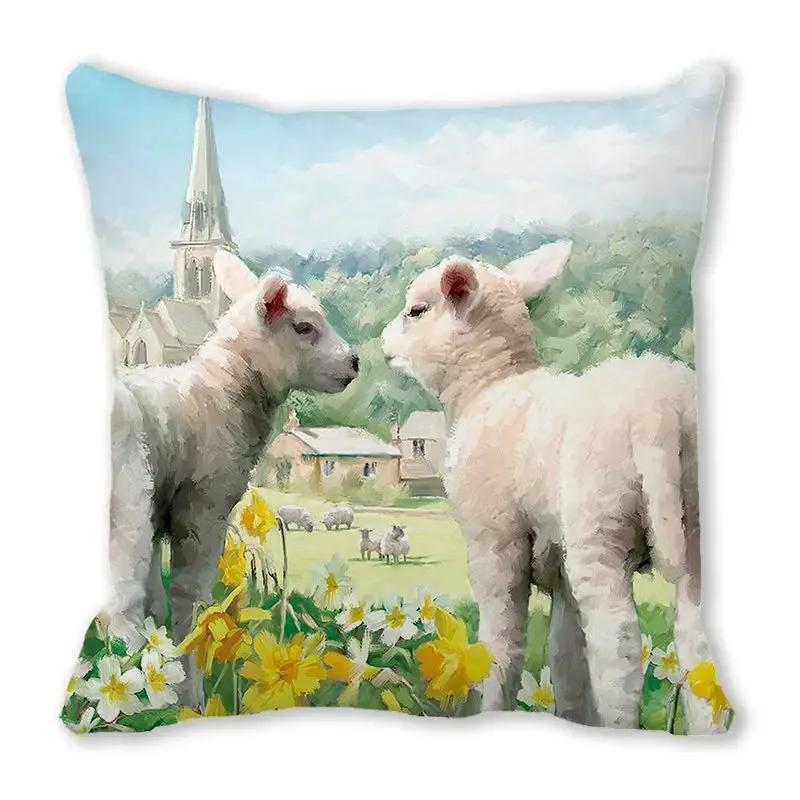 Dog duck sheep pattern printed cushion cover home decoration bedroom living room sofa cushion cover 45x45 cm