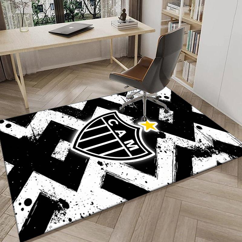 Black And White Stripes With Shield Printed Area Rug for Office, Chair Rug, Decorative Carpet Floor Mat, Large Size Fan gifts Christmas gifts