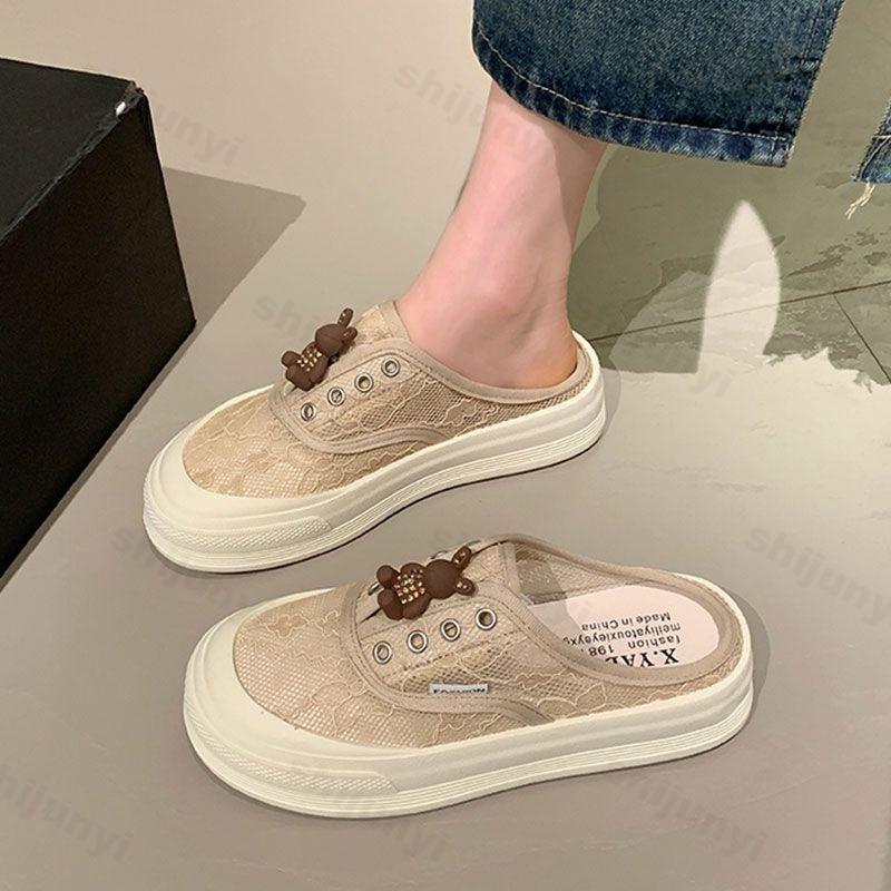 Fashion 2025 Spring New Women's Shoes Comfortable Slip On Casual Shoes Fashion Slippers Mesh Breathable Thick Bottom Summer Shoes