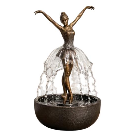 Yousheng Solar Ballet Dancer Fountain, Tabletop Waterfall with Silent Pump, Resin Sculpture for Living Room Desk, Humidifier Decor Gift A