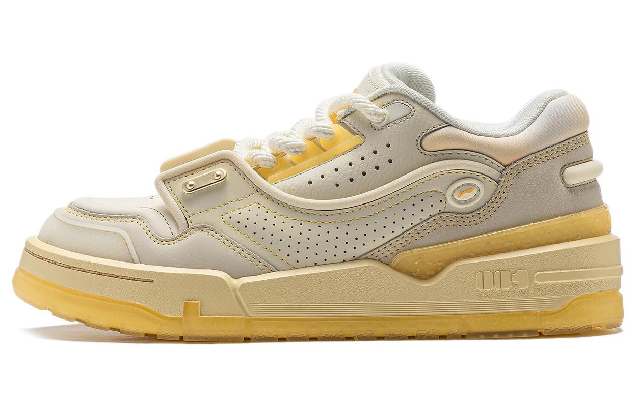 Li Ning 001 BTC Skateboard Shoes Men s Low Top Beige Yellow AGCU003-3 43