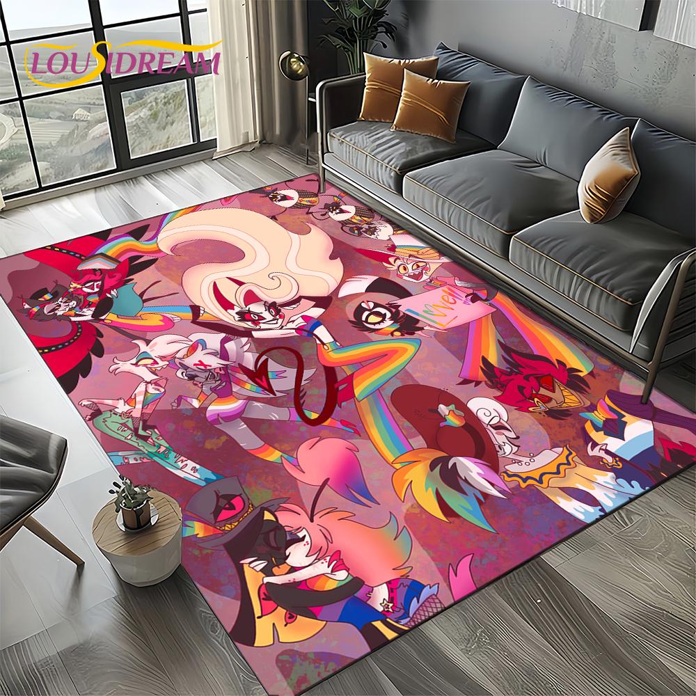 2025 H-Hazbin Hotel Charlie Cartoon Carpet Rug for Bedroom Living Room Home Sofa Decoration,kids Game Play Decor Floor Mat Gift