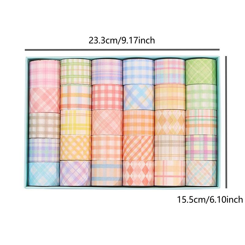 30/60Rolls Grid Washi Tapes Set Cube Tartan Check Paper Adhesive Masking Tape Decoration Stickers