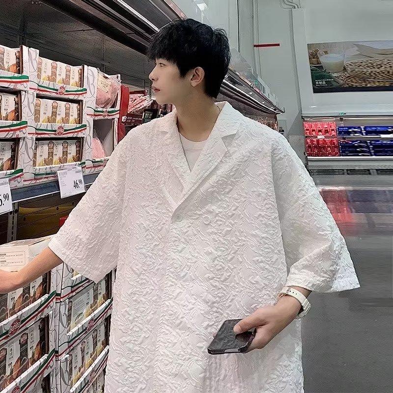 

Чувство дизайна: Niche Plus Size Half Sleeved Shirt, Men S Trendy Versatile Lapel Short Sleeved Top 3XL белый