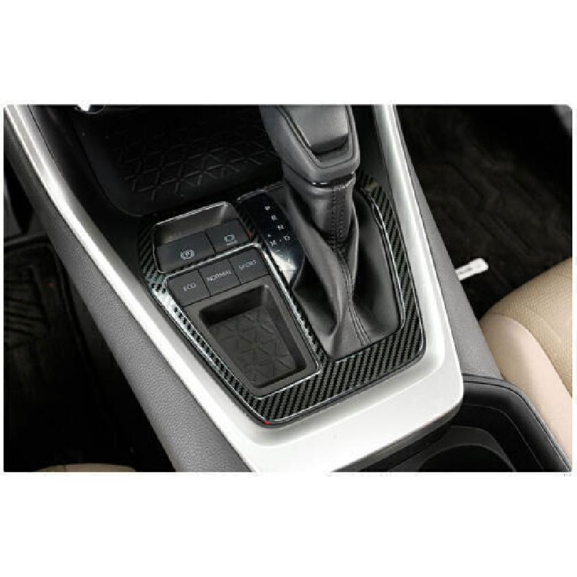 Steel Carbon Fiber Middle Console Gear Shift Trim For Toyota RAV4 2019-2023 1PCS
