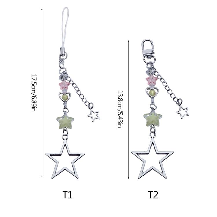 Stylish Star Beaded Phone Chain Alloy Material Star Keychain Bag Decoration