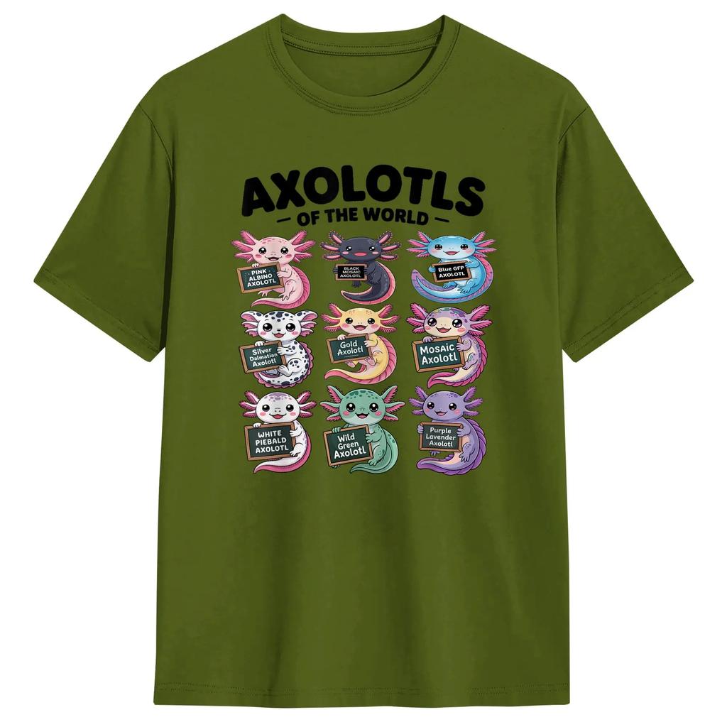 Axolotls of The World Kawaii Axolotl Educational TShirt For Unisex Street Style T Shirts O Neck Tees Oversized Wholesale Tops