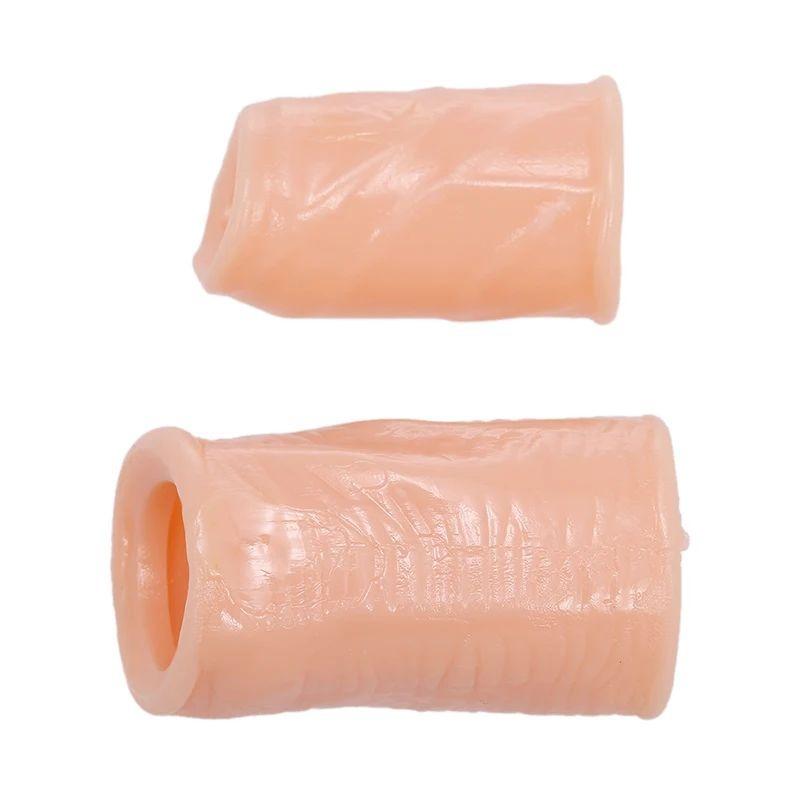 2-in-1 Set Penis Foreskin Resistance Ring Complex Corrector Reusable Penis Sleeve Delay Ejaculation Condom Cock Ring Couple Toys