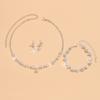 4-piece women's flower necklace with earrings and bracelet set, wedding party accessories